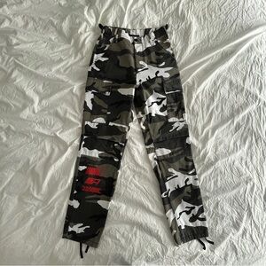 Shadow Hill Camouflage Cargo Pants with Red Accents